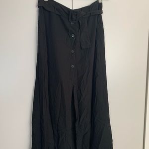 NWOT Zara Black Belted Midi Skirt with Slit